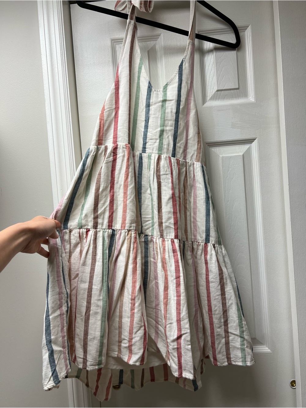 American Eagle Outfitters Striped Mini Sundress - Cream, Green, Navy, Red